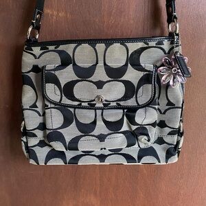 Coach Black and Cream Signature Shoulder Bag